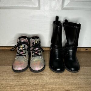 Toddler Girls Lot Of 2 Boots Size 8 Kid Shoes Combat Boots Riding Boots